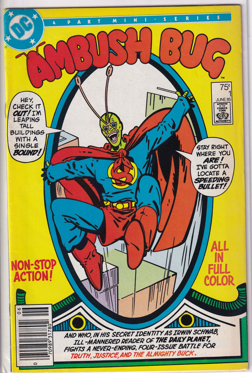 Ambush Bug (1985) 1, 3-4 Complete Run Complete Series Superman 1 Homage Cover