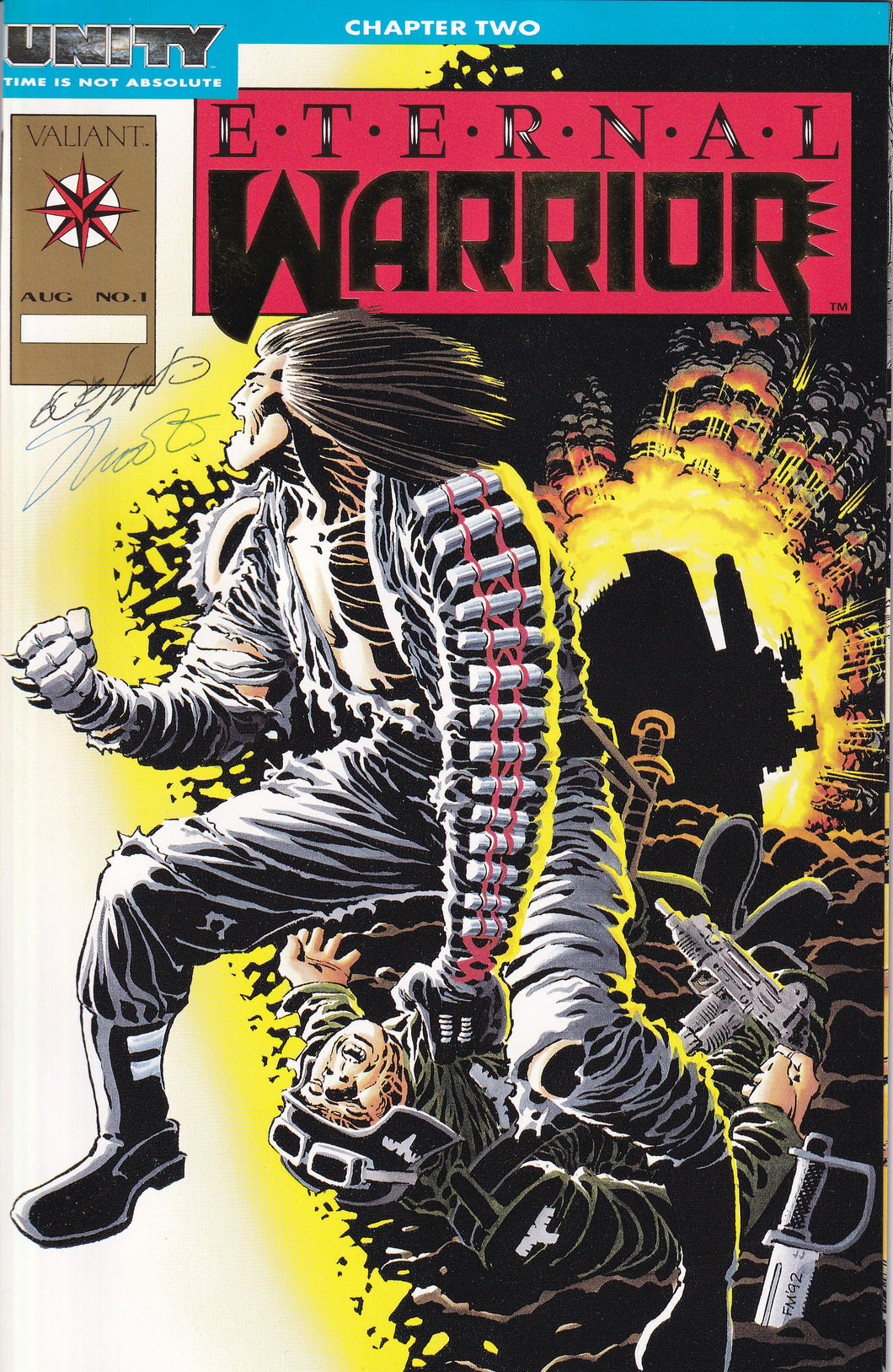 Eternal Warrior (1992) 1 gold embossed Variant signed Bob Layton Jim Shooter, 9