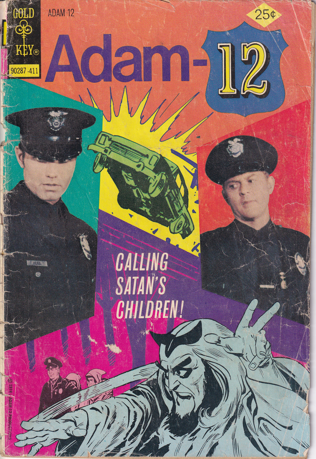 Adam 12 (1973 Gold Key) 5 missing center spread