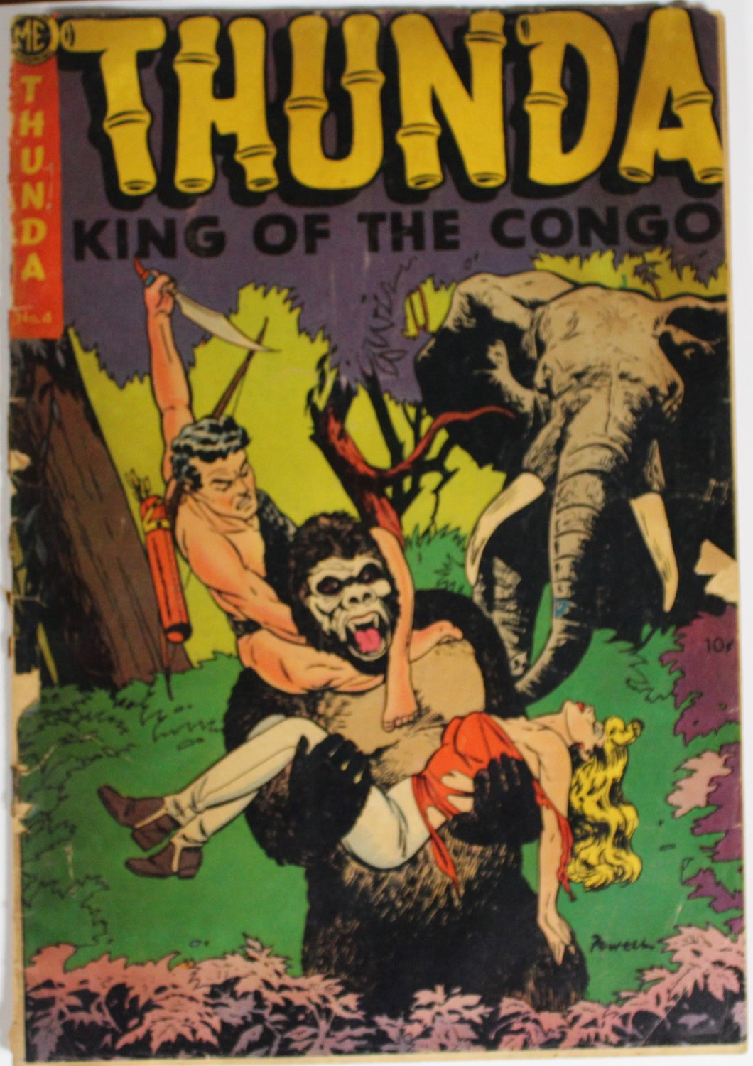 Thunda (1952) #4 ME Headlights Cover Golden Age