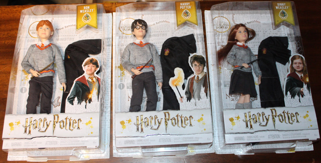 Harry Potter & Ron & Ginny Weasley lot of 3 Dolls MISB