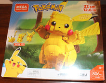 Load image into Gallery viewer, Mega Construx Pokemon JUMBO Pikachu 806 pc Set &amp; Kadabra 92 pc Set
