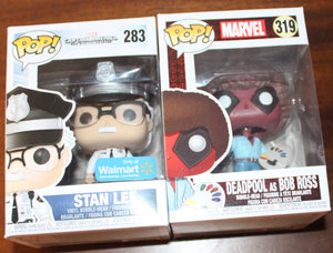 Funko Pop! Stan Lee 282 Walmart Deadpool as Bob Ross 319 MIB lot of 2