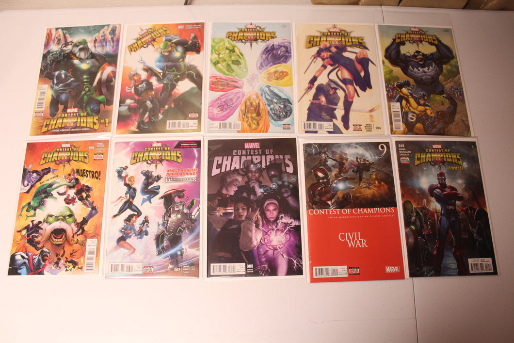 Contest of Champions (2015) 1 1st app White Fox, 2-7, 8 Rahzzah Variant, 9-10 VF/NM