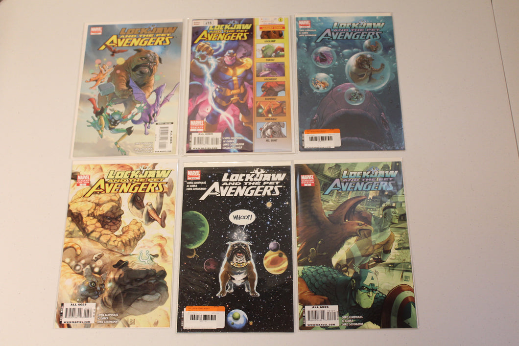 Lockjaw (2018) 3 and the Pet Avengers (2009) 1, 1 2nd Print, 2, 3 Variant, 4, 4 Variant